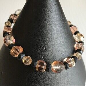 Vintage Handmade Topaz Swarovski Crystal Cube Crystal Czech Glass Bracelet 8 In